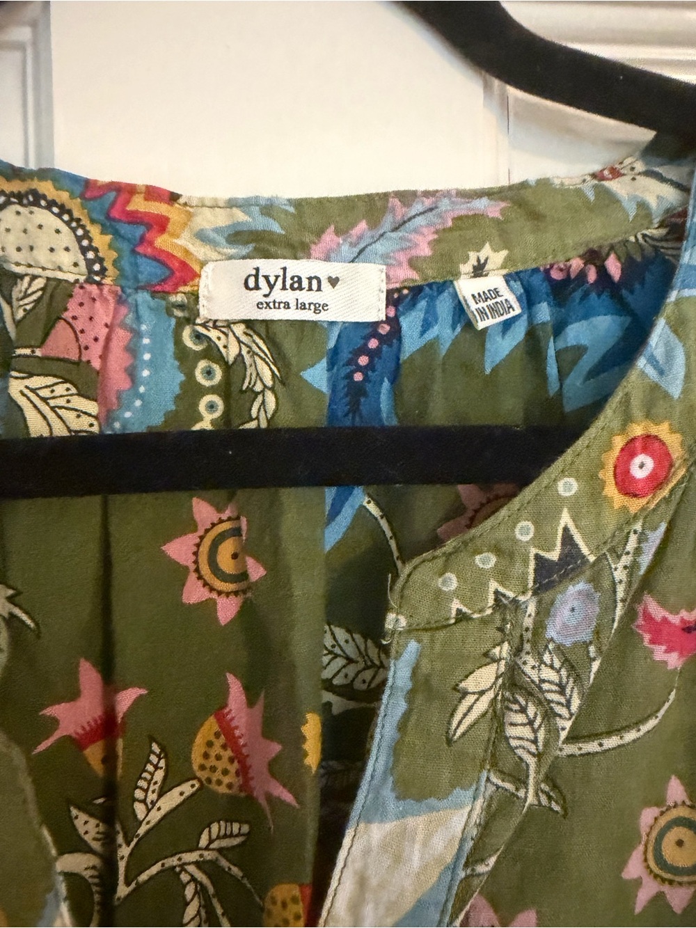 dylan Olive Green Paisley Floral Short-Sleeve Blouse - Picture 2 of 6